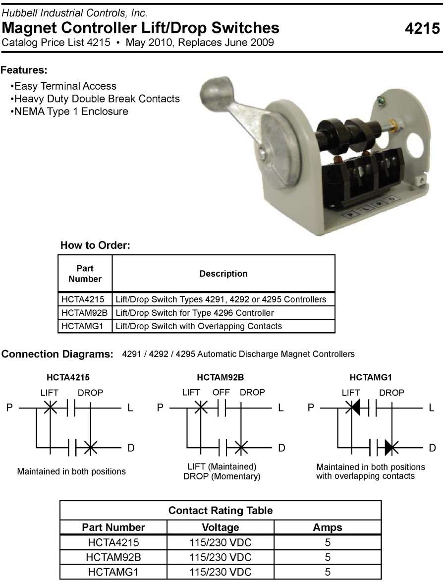 HubbellDirect.com: Products: Magnet Controls:4215 Magnet